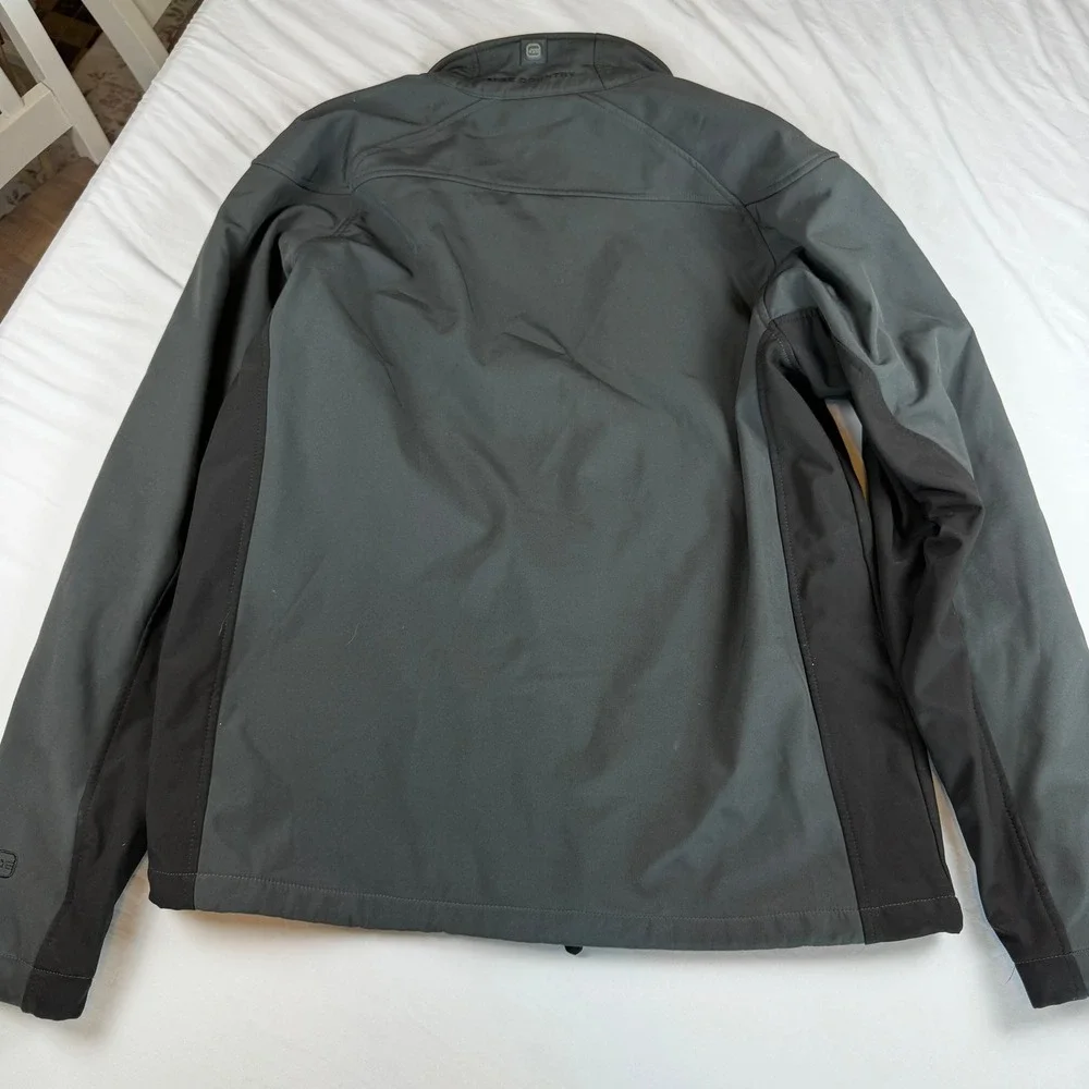 Free Country Mens Softshell Jacket Gray Black Water Resistant Fleece Lined M